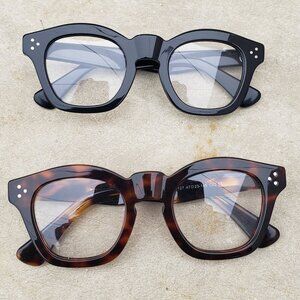 tortoise shell and black vintage style eyeglass frames set of 2